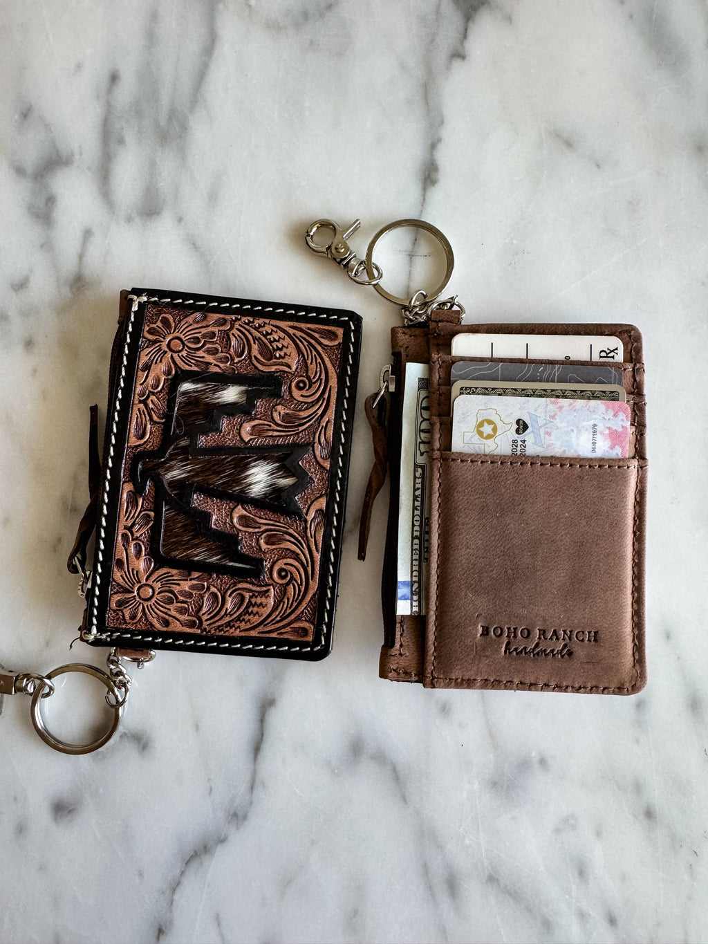 Cowhide and Leather Keychain Wallet