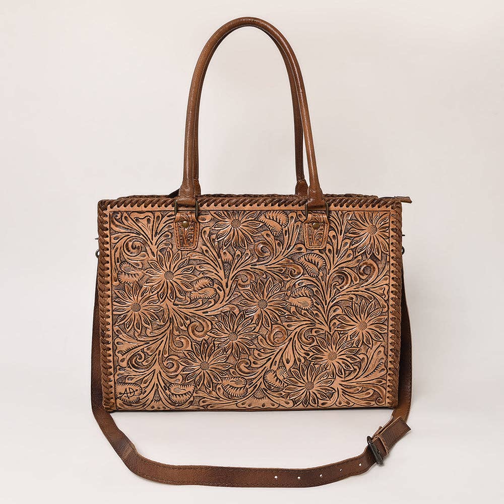 Hand Tooled Leather Tote Bag