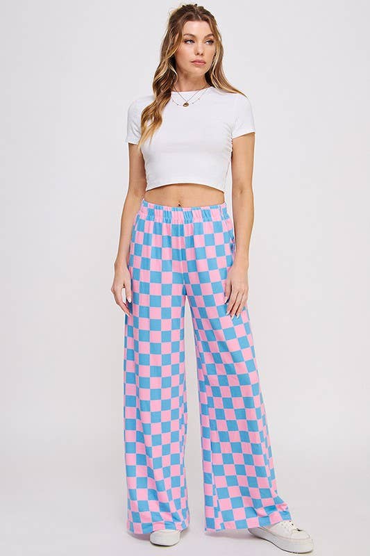 Plus Size Checkered Knit Pants