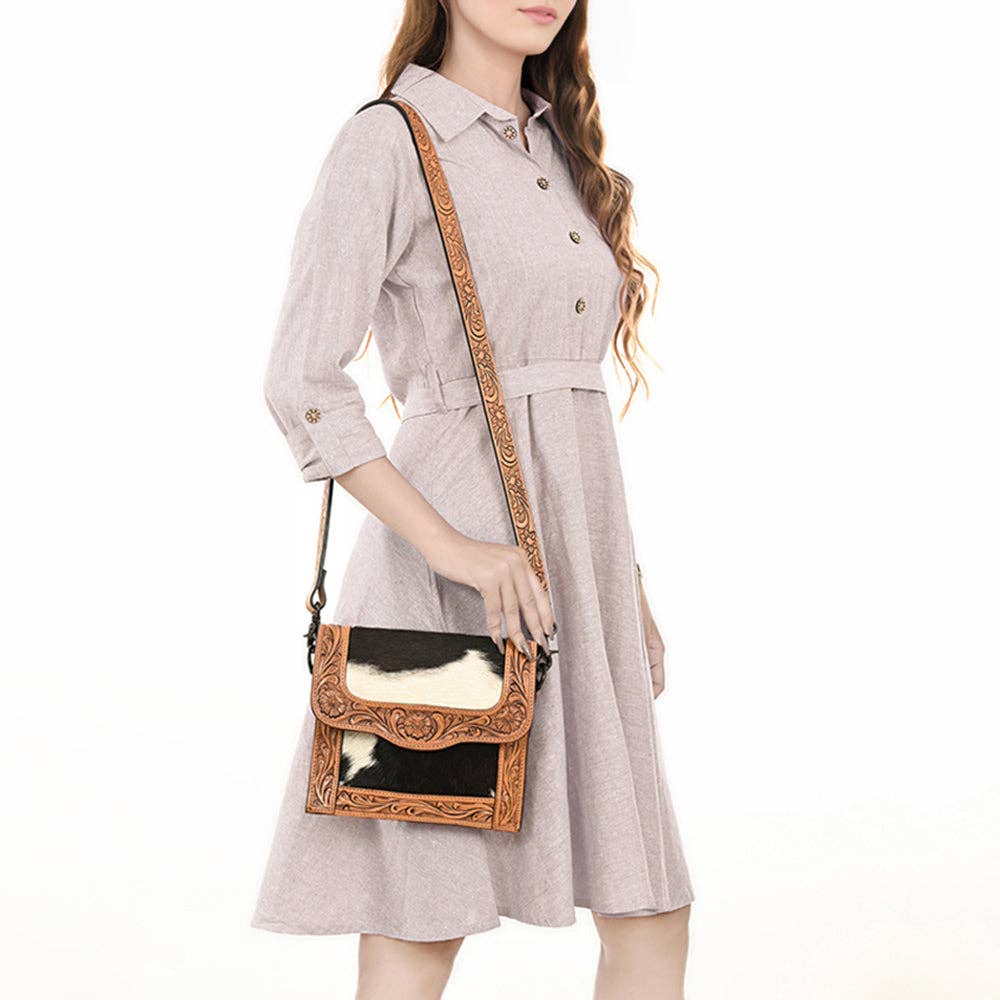 Hair-on Genuine Leather Messenger Bag