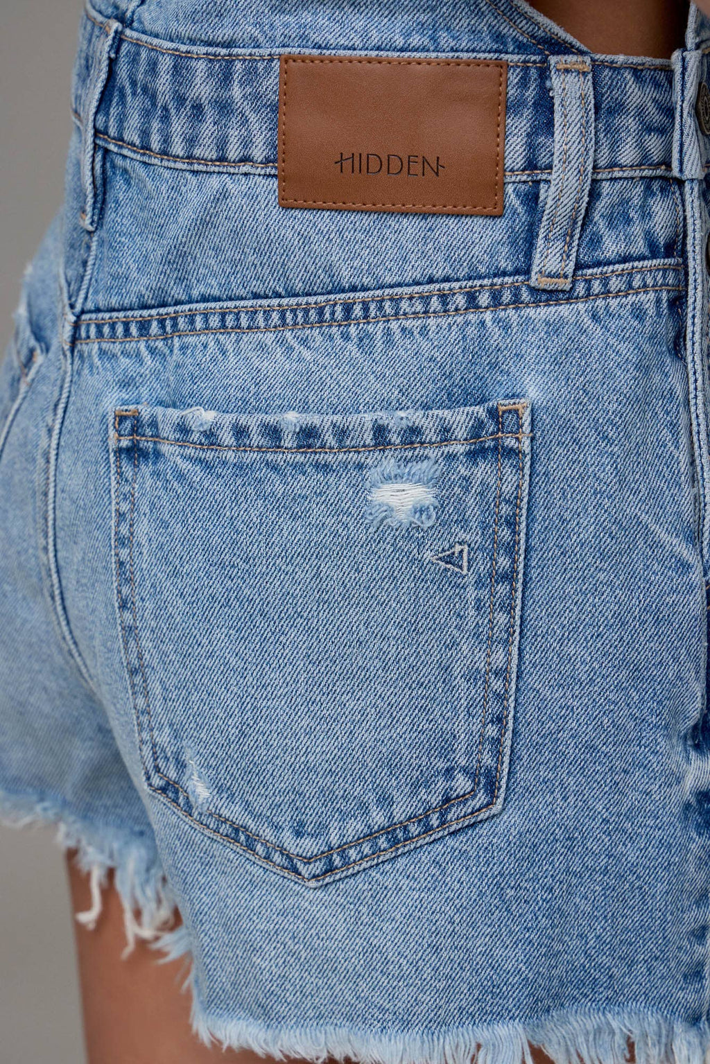 Medium Wash Frayed Hem Shortall