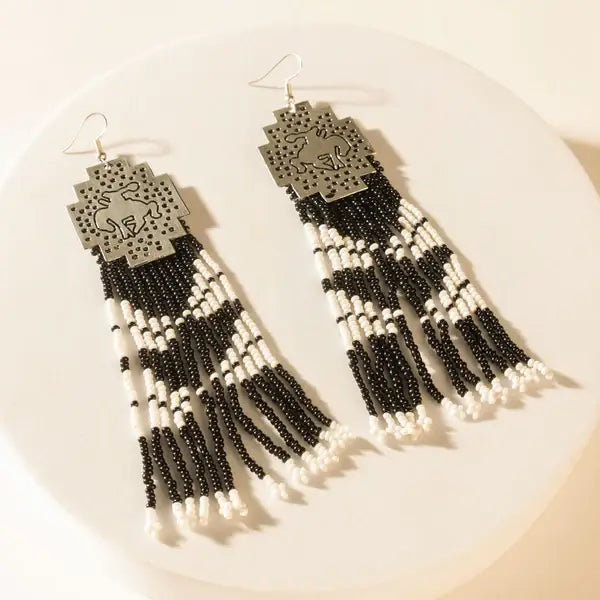 Stallion Smoke Beaded Earrings
