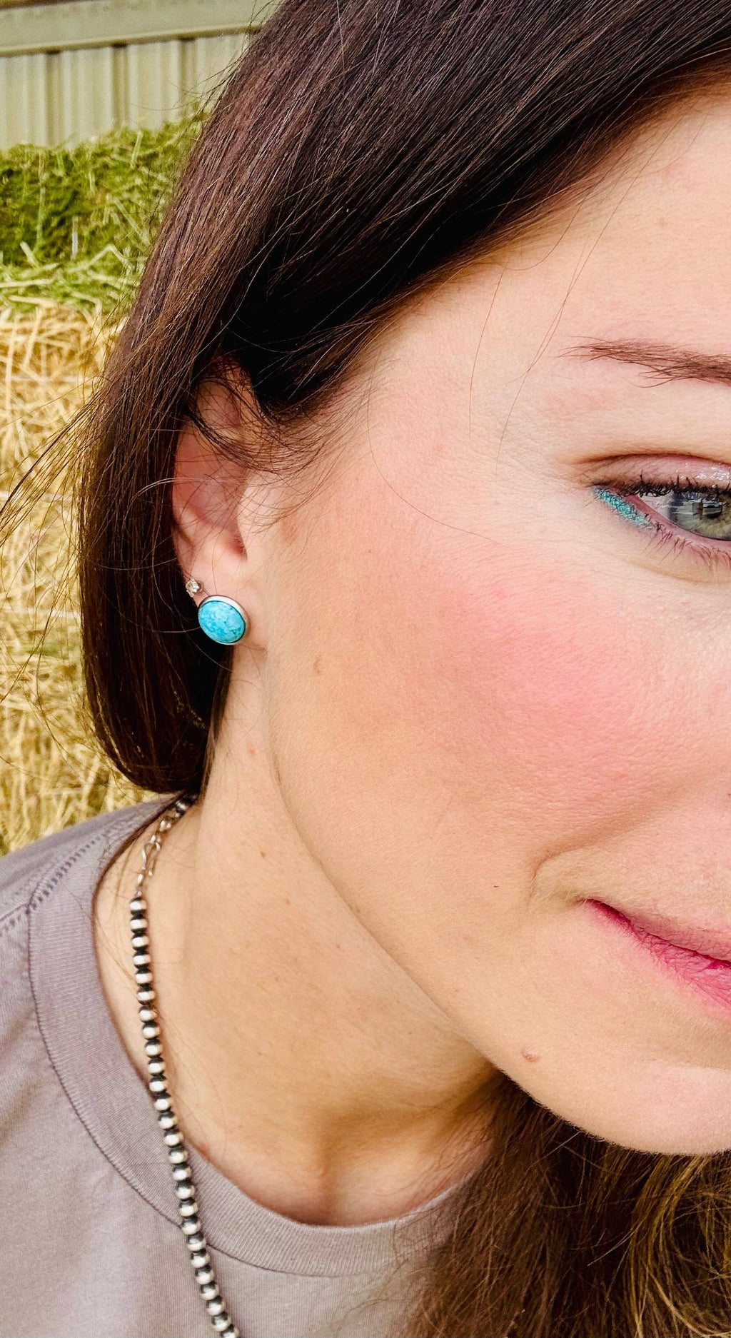 Genuine Turquoise Stud Earring/Orange/Red Spiny Oyster stud