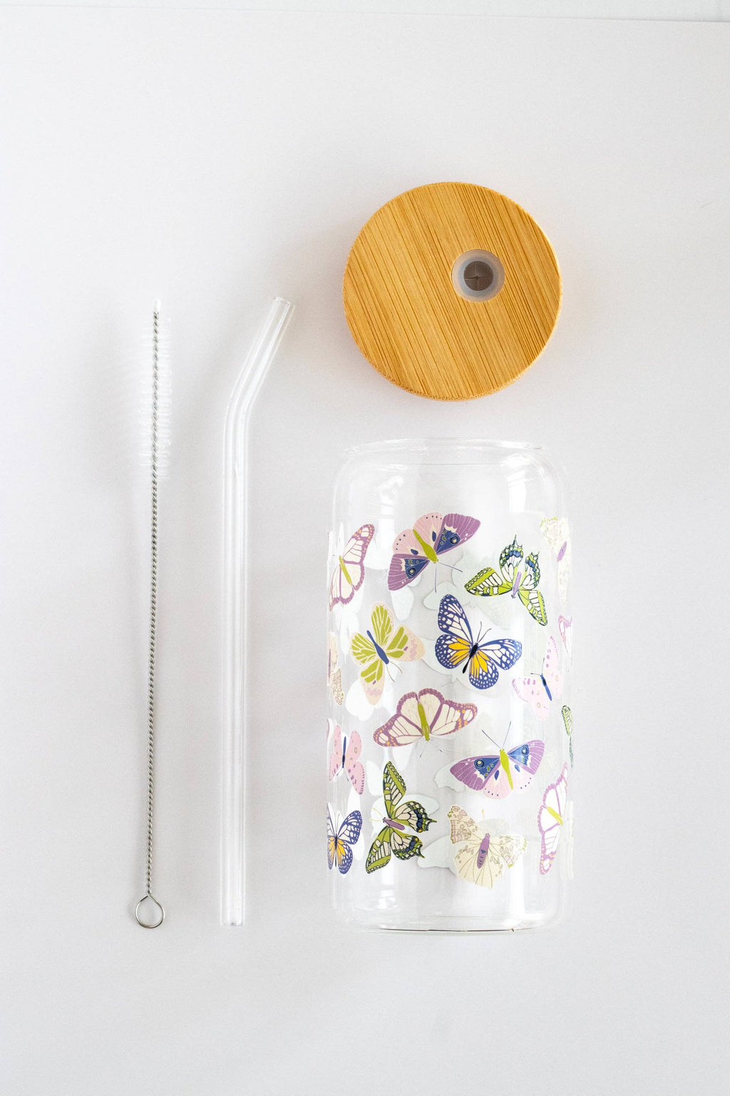 Winged Butterfly Can Glass