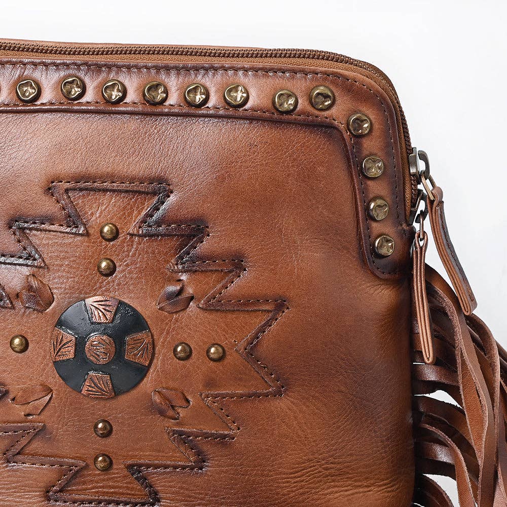 Genuine Western Leather Aztec Crossbody