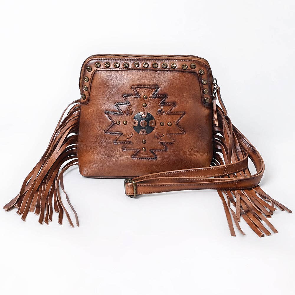Genuine Western Leather Aztec Crossbody